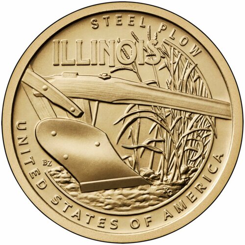 Монета 1 доллар Стальной Плуг - Иллинойс в капсуле. Американские инновации. P США 2024 UNC 1 доллар 2024 года сша американские инновации стальной плуг иллинойс
