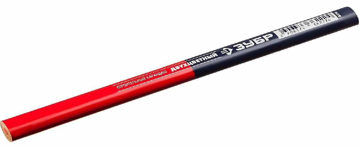 Двухцветный строительный карандаш ЗУБР, HB, 180мм, КС-2, серия Профессионал (06310)