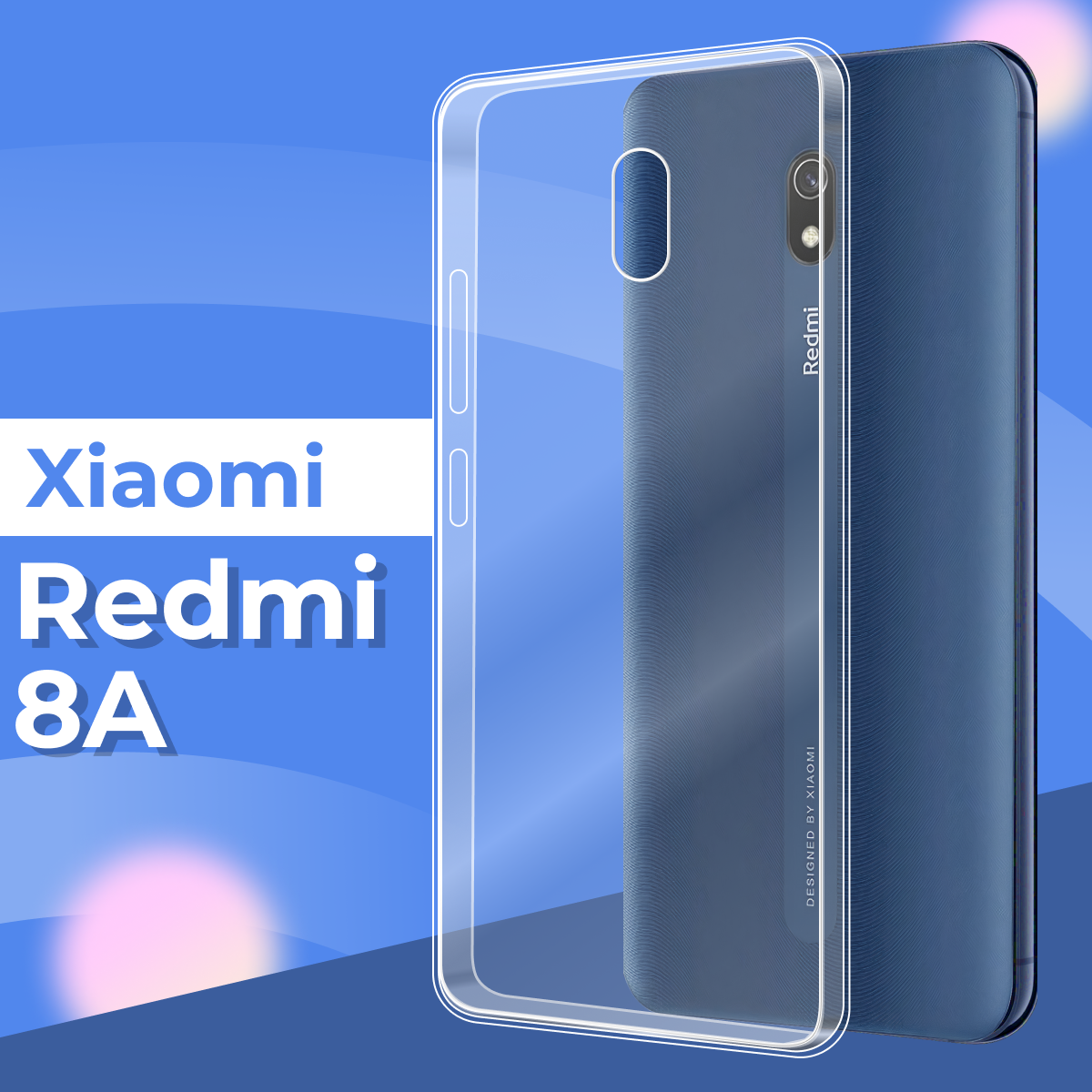фото Ультратонкий силиконовый чехол для телефона Xiaomi Redmi 8A / Прозрачный защитный чехол для Сяоми Редми 8А / Premium силикон