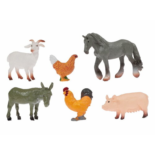 Набор игровой Zhorya Фигурки животных: лошадь, осел, свинья, петух, курица, коза