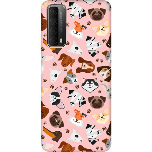 Силиконовый чехол на Huawei P Smart (2021), Хуавей П Смарт (2021) Silky Touch Premium с принтом Dogs Pattern светло-розовый силиконовый чехол на huawei p smart 2021 хуавей п смарт 2021 silky touch premium с принтом heartbreaker розовый