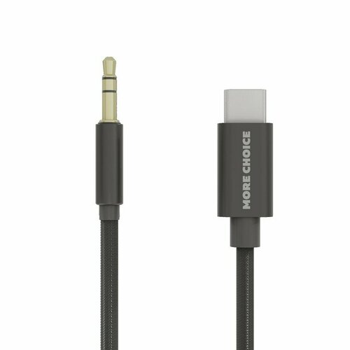 Кабель More choice UK24a, Jack 3.5 мм - Type-C, 1 м, нейлон, черный кабель usb more choice k41sa для type c 3 0а длина 1 0м красный