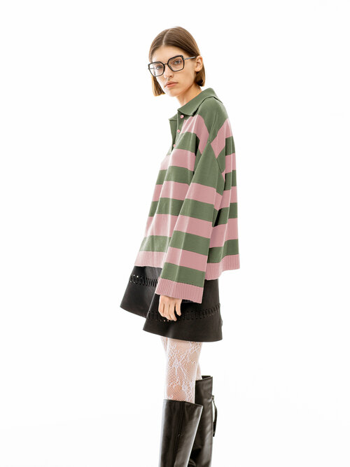 Пуловер Evgrafova, размер onesize, хаки, розовый