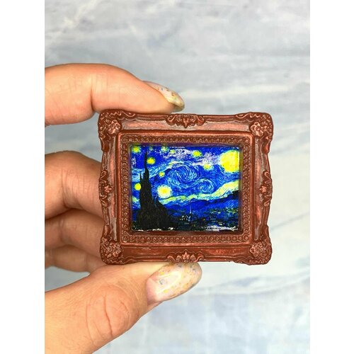 Бижутерия брошь картина, искусство, подарок для художника, Ван Гог Звёздная ночь