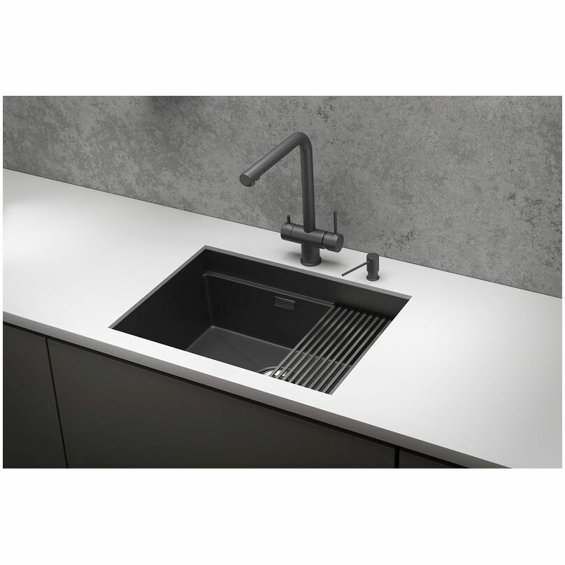 Кухонная мойка Granula Kitchen Space 44,5х60 KS-6045U черный матовый - фото №9