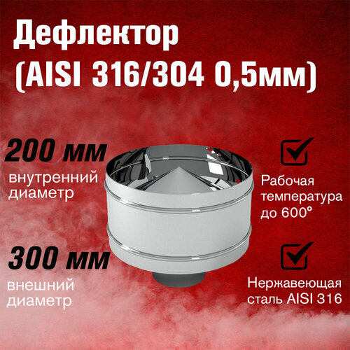 Дефлектор нерж. (AISI 316/304 0,5мм/0,5мм) (200х300)