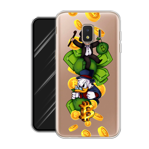 Силиконовый чехол на Samsung Galaxy J2 Core (2020) / Самсунг Галакси J2 Core (2020) Scrooge McDuck and Monopoly, прозрачный силиконовый чехол на samsung galaxy j2 core 2018 2020 самсунг галакси j2 core 2020 космонавт с пылесосом