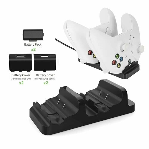 Зарядная станция для 2- x геймпадов + 2 аккумулятора DOBE (TYX-532X) (Xbox One/Series X/S) для Xbox Series X/S офисная рабочая станция designs2go с зарядной станцией и полками белая белая офисная мебель
