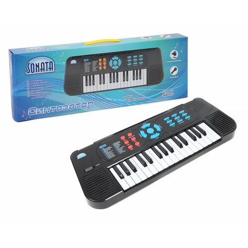 Синтезатор детский Соната 32 клавиши с микрофоном, работает от сети и батареек синтезатор sonata