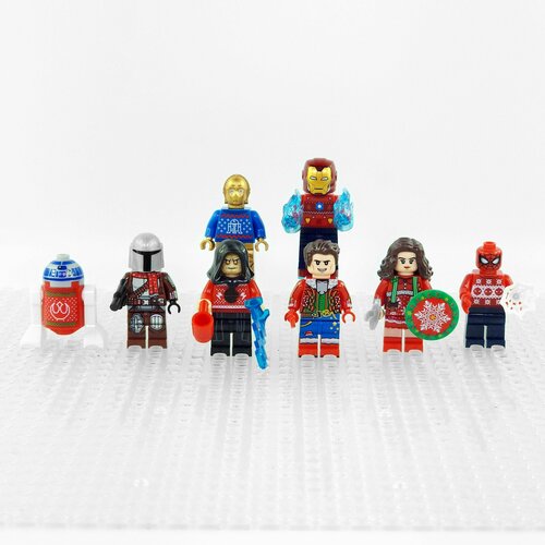 Набор минифигурок Новогодние герои с уникальными принтами, новинка 2023 года, 8 шт, 4,5 см, пакет набор минифигурок человек паук 5 шт 4 5 см пакет