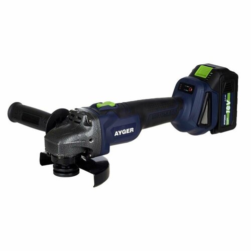 Аккумуляторная бесщеточная углошлифовальная машина AYGER 125 мм 8500 обмин 18 В с 2 АКБ 4 Ач и ЗУ AG18BL4 1435300₽