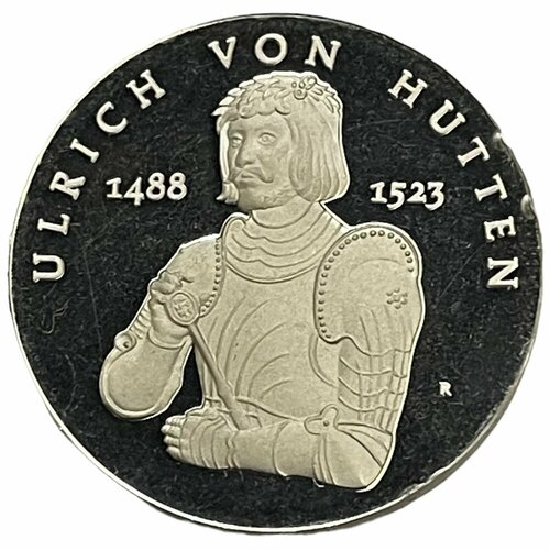 ГДР 10 марок 1988 г. (500 лет со дня рождения Ульриха фон Гуттена) (A) (Proof) гдр 10 марок 1976 г 150 лет со дня смерти карла марии фон вебера a proof
