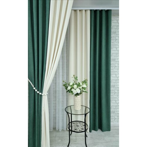 Канвас, двойные 2шт 200х260 зеленый; молочный