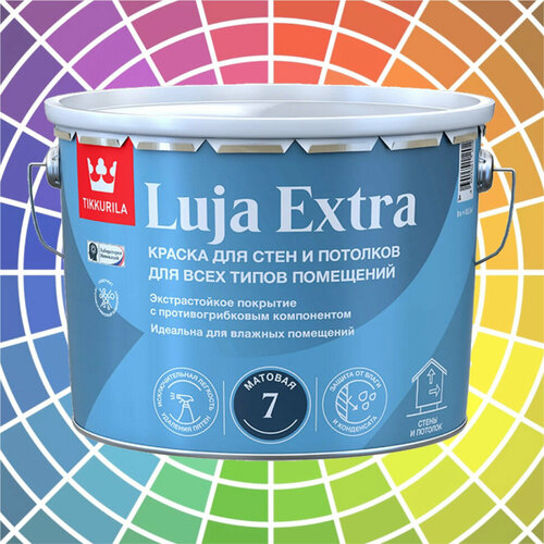 краска для стен и потолков tikkurila luja extra матовая база а белая 0 9 л Краска Tikkurila Luja Extra 7 для влажных помещений база А 9 л