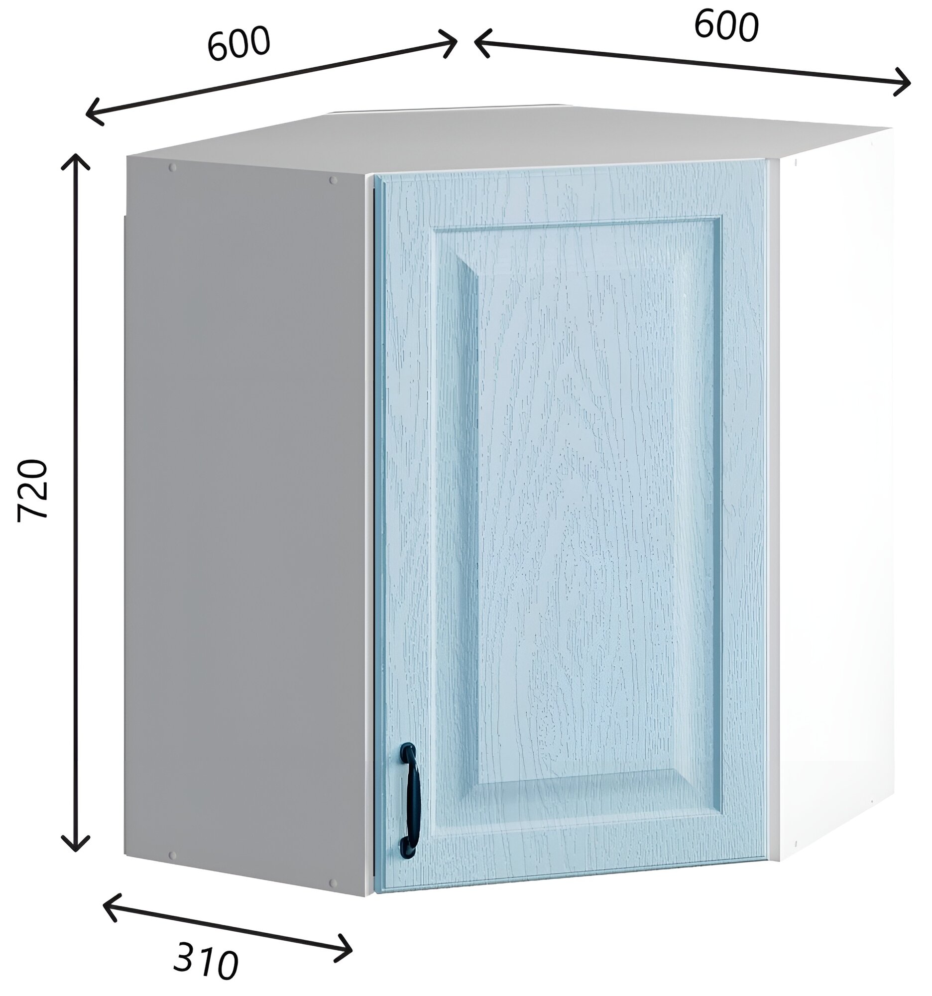Шкаф кухонный навесной угловой 60*60 см, МДФ Лазурное дерево