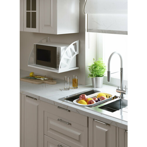 Полка для микроволновки, полка настенная на кухню, держатель, белыая, Луиза