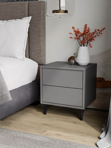 Изображение товара Тумба прикроватная тёмно-серая подвесная на ножках, ящики push-to-open, 42х36х46 см