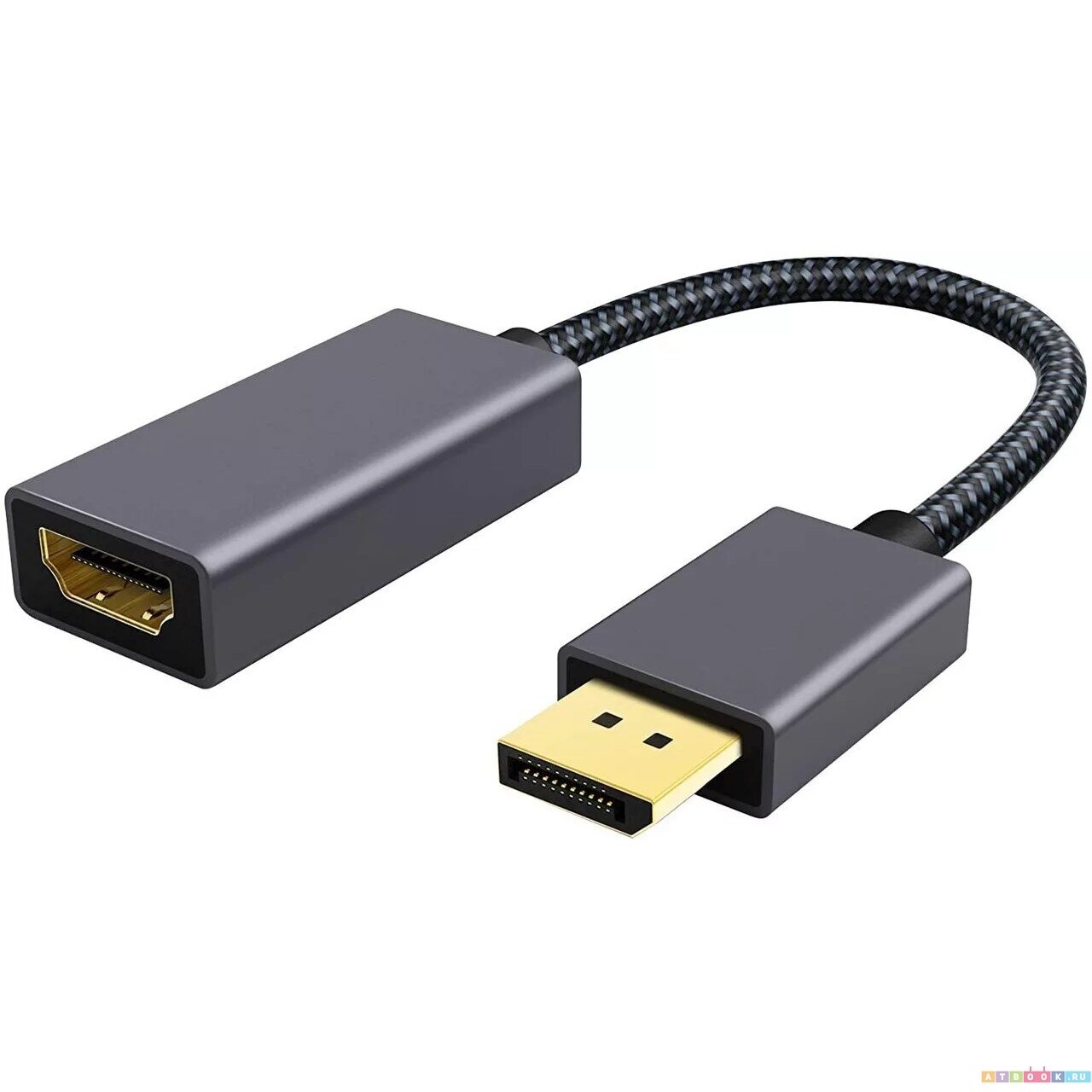 Кабель-переходник аудио-видео Telecom TA560, DisplayPort (m) - HDMI (f) , ver 2.0, 0.2м, GOLD серый Noname - фото №2