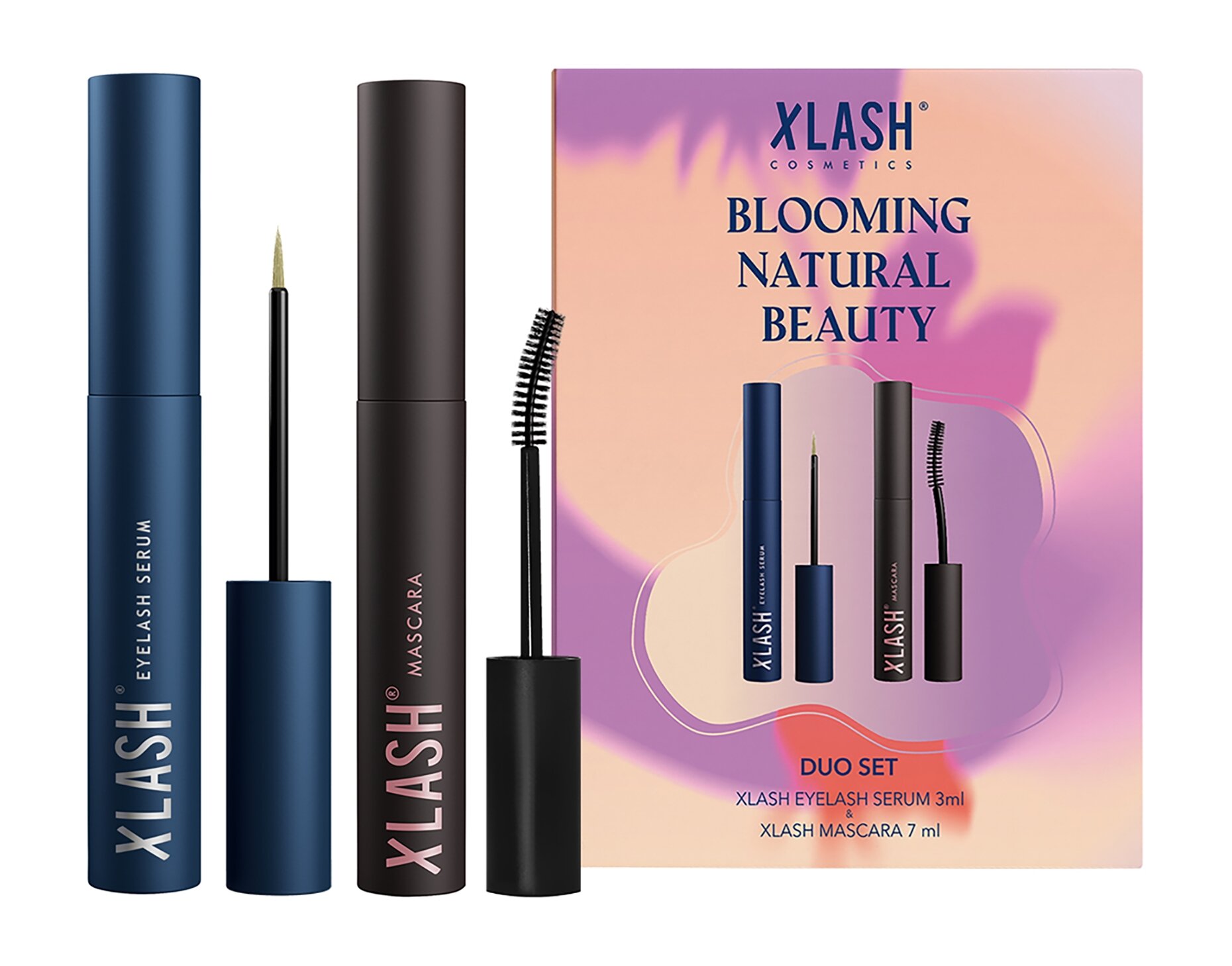 XLASH COSMETICS Blooming Natural Beauty Duo Set Набор (Cыворотка для роста ресниц 3 мл + Тушь для ресниц 7 мл)