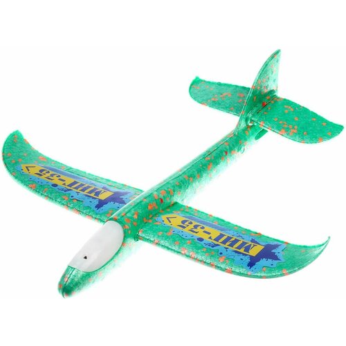 Игрушечный самолёт Миг-35 с подсветкой, размер 35 х 37см, детская игрушка-глайдер, метательный планер из пенопласта, для подвижных игр на улице, цвета микс