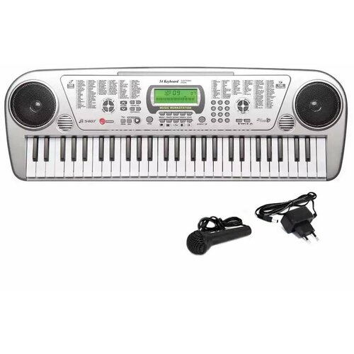 Синтезатор с микрофоном 54кл LCD дисплей MQ-5407 синтезатор on basic 54 клавиши белый