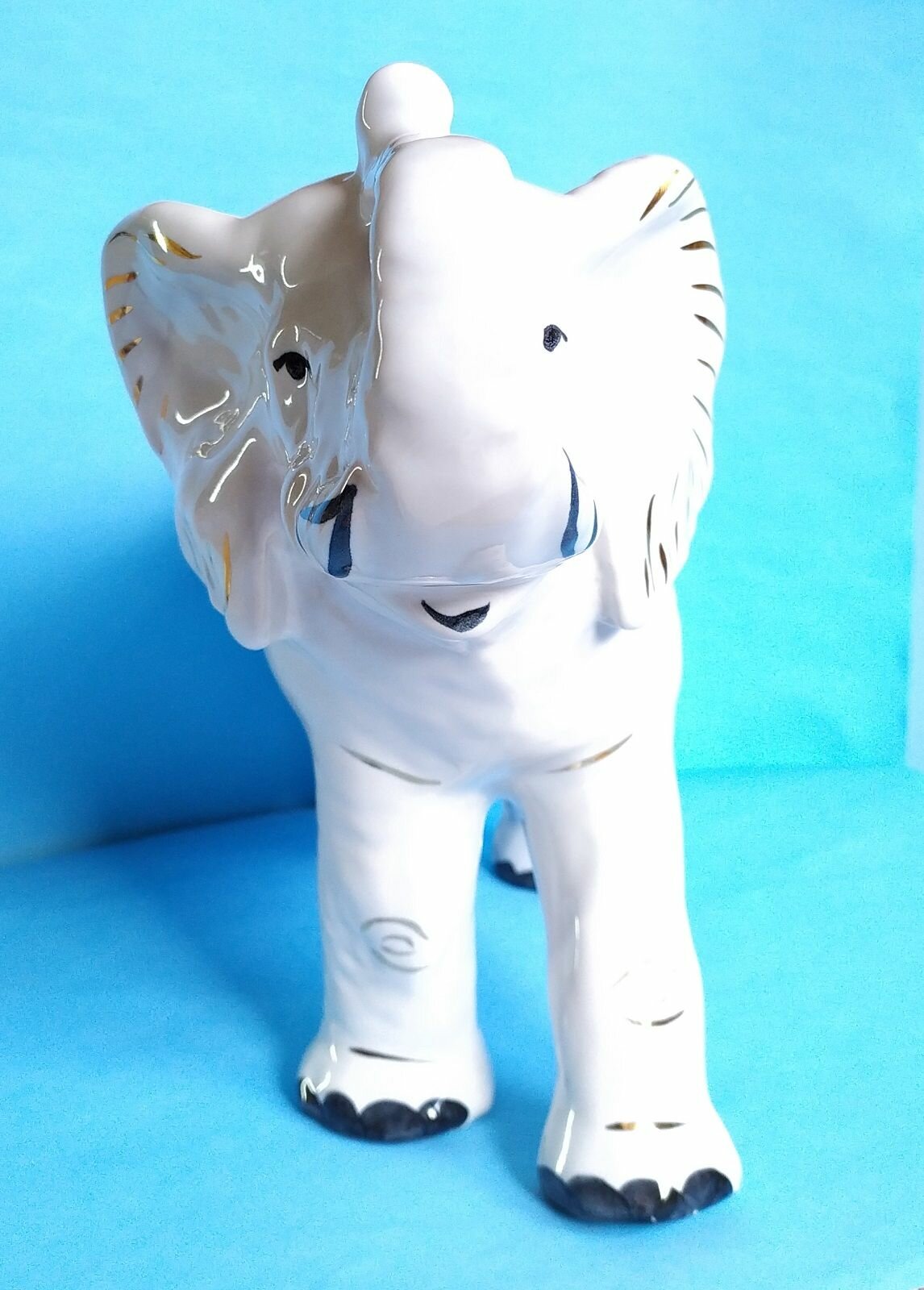 Слон большой белый с позолотой КФ — фото 1