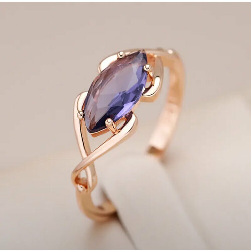 Кольцо Кольцо винтажное с фиолетовым камнем, стекло, размер 17, фиолетовый