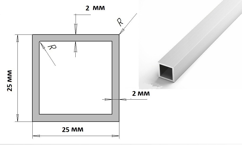 фото Труба профильная 25х25х2 мм