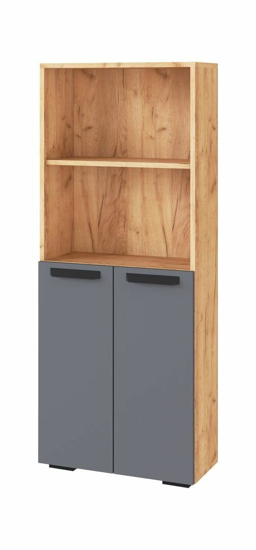 фото Стеллаж "Квартет-13" Дуб крафт золотой / Графит серый