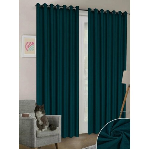 Ткань портьера канвас /производство Турции/цвет изумрудный /на отрез от 1 метра