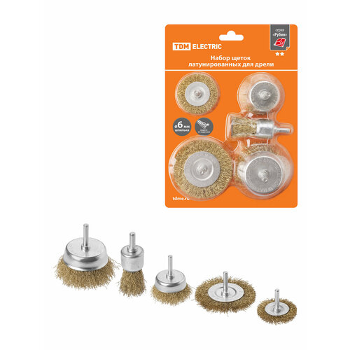Набор щеток для дрели латунир 5 предметов плоские 5075 мм чашки 255075 мм Рубин TDM 598₽