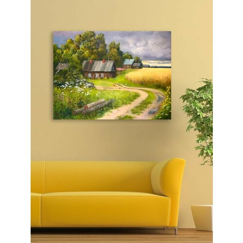 Картина на холсте 30х40 см на подрамнике Домик в деревне