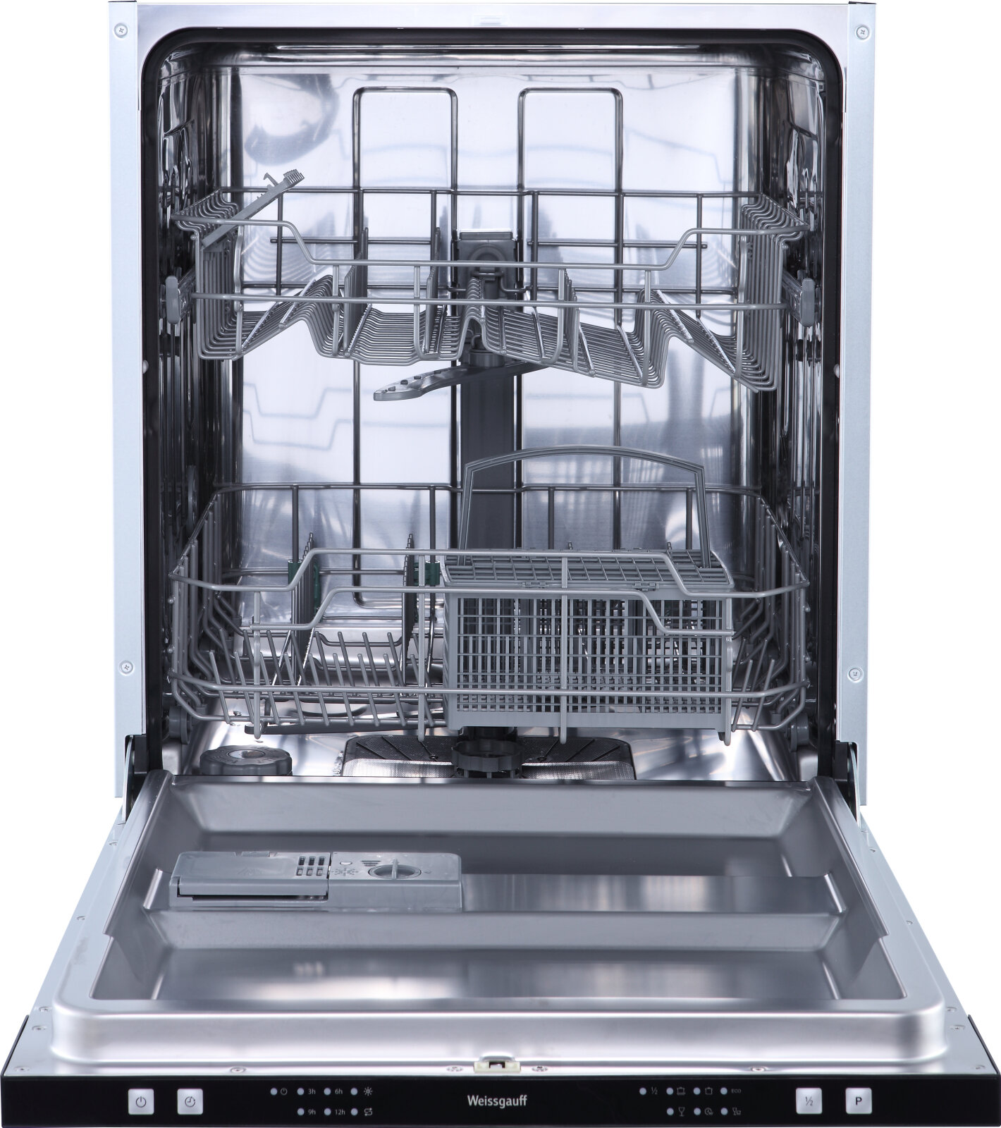 Встраиваемая посудомоечная машина Weissgauff BDW 6026, 3 года гарантии, 12 комплектов посуды, половинная загрузка, 6 программ, быстрый режим, универсальная программа, экономичная программа, таймер, дозагрузка посуды, электронное управление