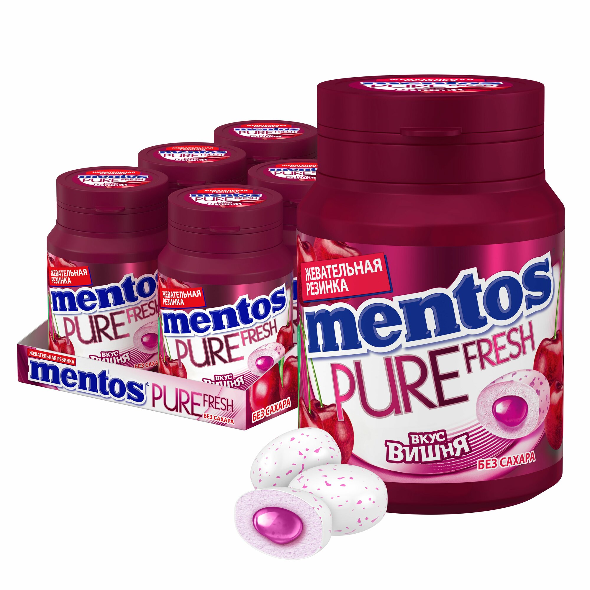 Жевательная резинка Mentos Pure Fresh вкус Вишня, 6 шт по 54 г