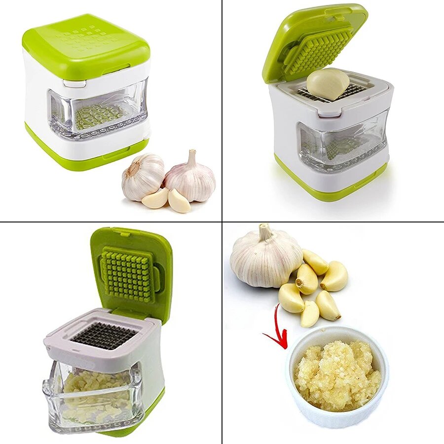 фото Квадратный пресс-стакан для чеснока, зеленый