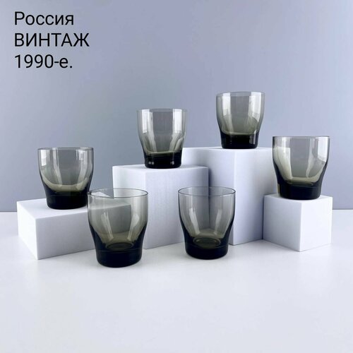 Винтажные стопки Туманность Набор 6 шт Цветное дымчатое стекло Россия 1990-е 2000₽