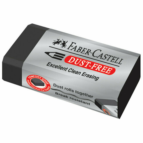 Ластик Faber-Castell Dust-Free, прямоугольный, картонный футляр, 45*22*13мм, черный, 286688