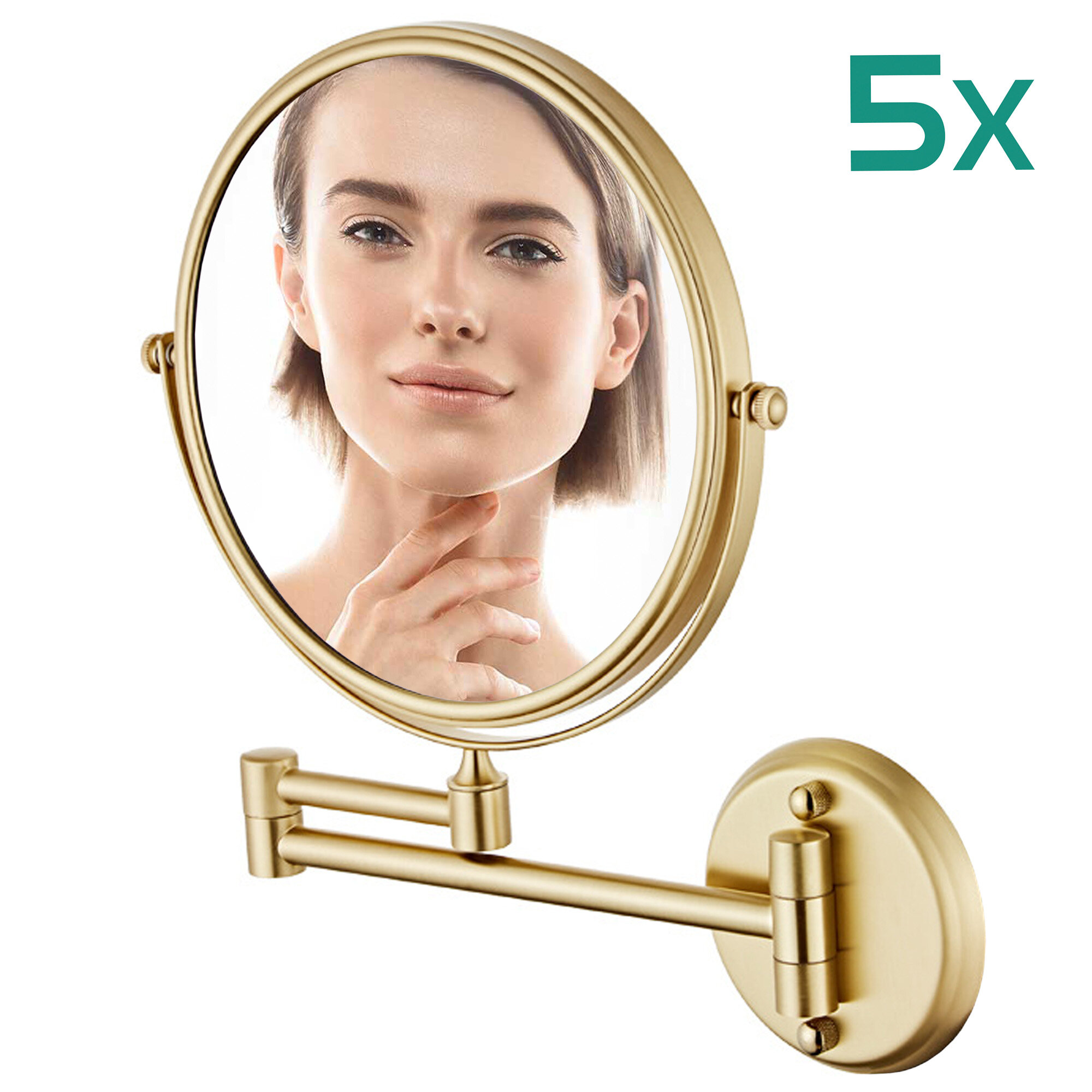 Настенное косметическое зеркало с увеличением 1X/5X LaiM 20304 (matte gold)
