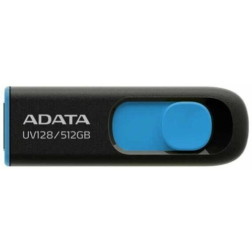 флеш диск atom ausb3sw 512gb usb3 2 white Флеш Диск A-Data 512GB DashDrive UV128 AUV128-512G-RBE USB3.0 черный/синий