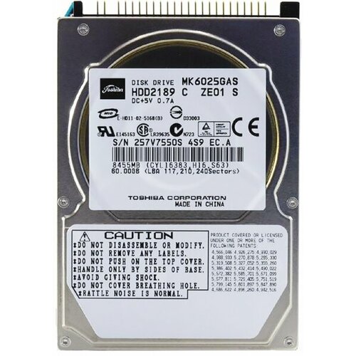 Жесткий диск Toshiba HDD2189 60Gb 4200 IDE 25 HDD 9215₽