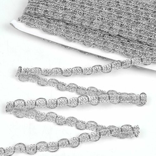 Тесьма отделочная металлизированная шир13 мм цв серебро 137 метров 549₽