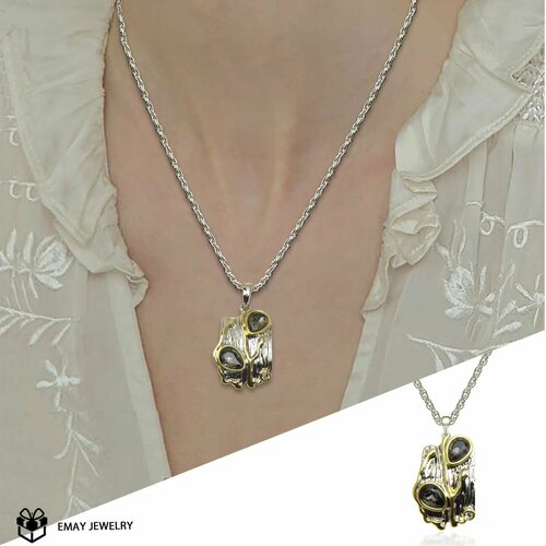 Колье Emay, искусственный камень, серебристый