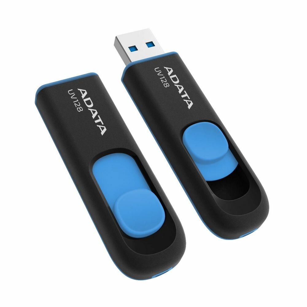 Флешка A-Data DashDrive UV128 256ГБ USB3.0 черный/синий (AUV128-256G-RBE) - фото №3