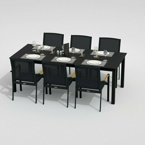 Обеденная группа DOLLA SOLA каркас карбон стол алюминий 220 текстилен серый 213300₽