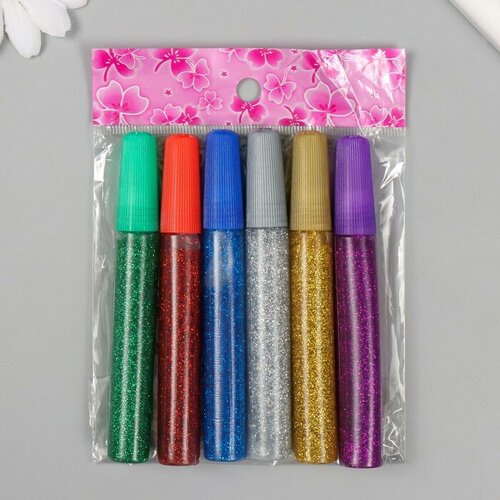 Глиттер цветной клеевой набор 6 шт 10 грамм 1 тюбик 266₽