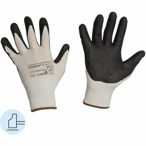 Перчатки защитные Scaffa NY1350F-CC трикотажные с нитриловым покрытием, серые/черные, 15 класс, размер 9 (L) перчатки защитные с полным нитриловым обливом scaffa nbr4530 размер 9