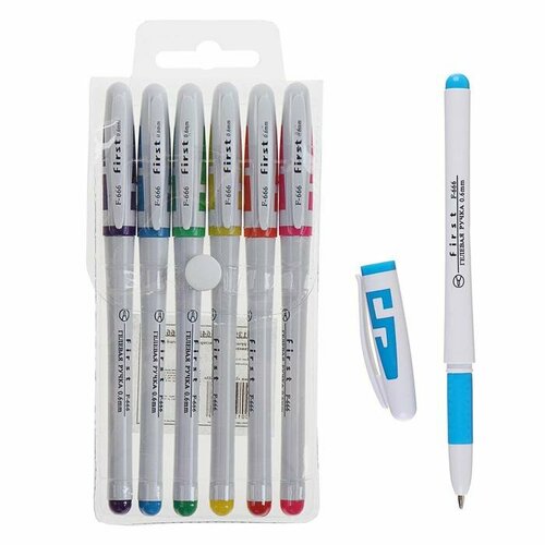 Набор гелевых ручек 6 цветов корпус с цветными вставками в блистере 576₽