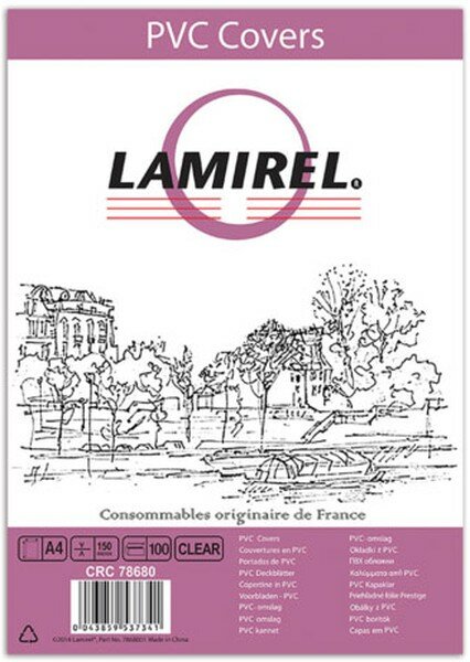 Обложки для переплёта Fellowes A4 прозрачный (100шт) Lamirel (LA-78680)