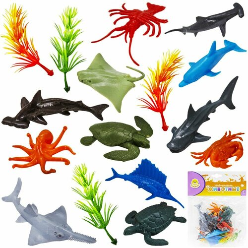 Набор животных Levatoys Морские, 16 фигурок, в пакете, YSLT03-17 (0744438FCJ)