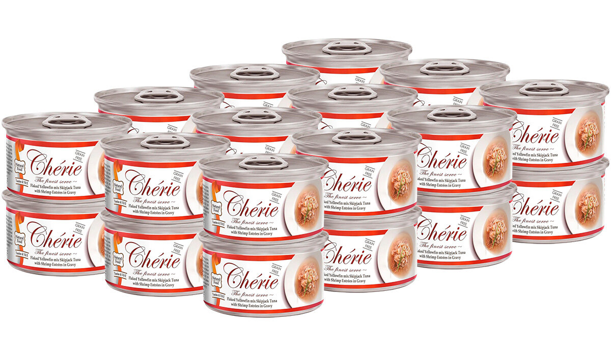 PETTRIC CHERIE ADULT CAT GRAIN FREE TUNA & SHRIMP беззерновые для взрослых кошек с тунцом и креветками в подливе (80 гр х 24 шт)